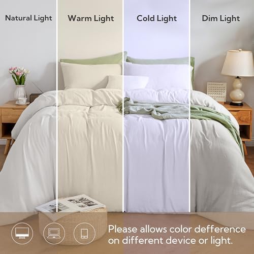 MILDLY Muslin Duvet Cover Set Queen 3pcs