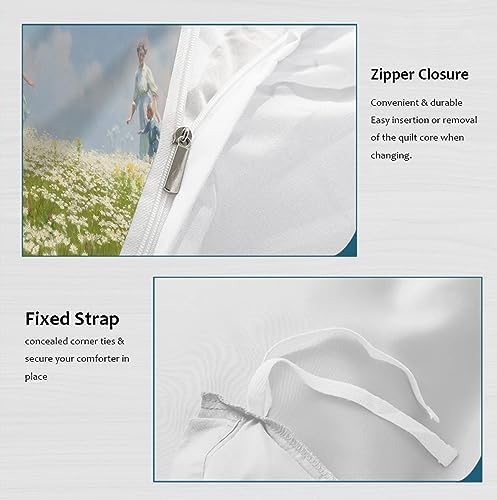 HOBBOY Blue Sky White Daisy Duvet Cover Set 3 Piece Twin XL
