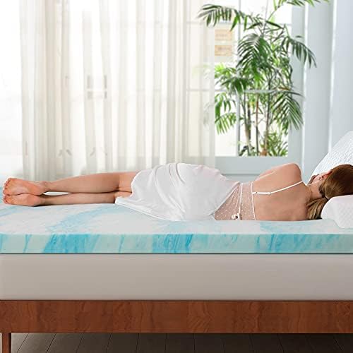 IULULU 2 Inch Gel Memory Foam Mattress Topper Blue