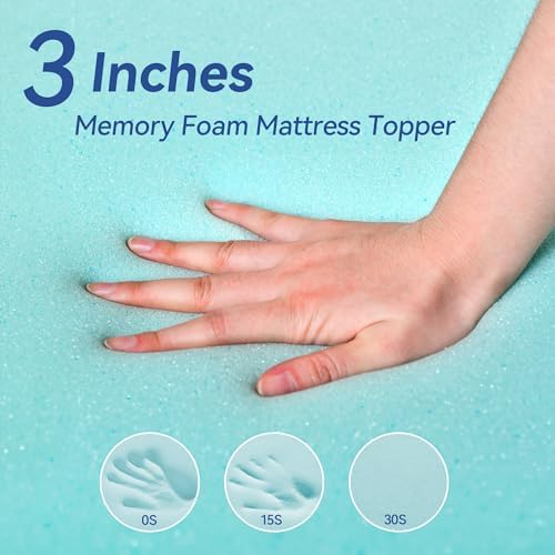 Colvay 3 Inch Gel Memory Foam Mattress Topper Queen Size