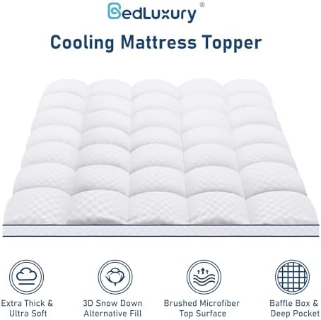 BedLuxury Twin XL Mattress Topper Cooling Plush Protector