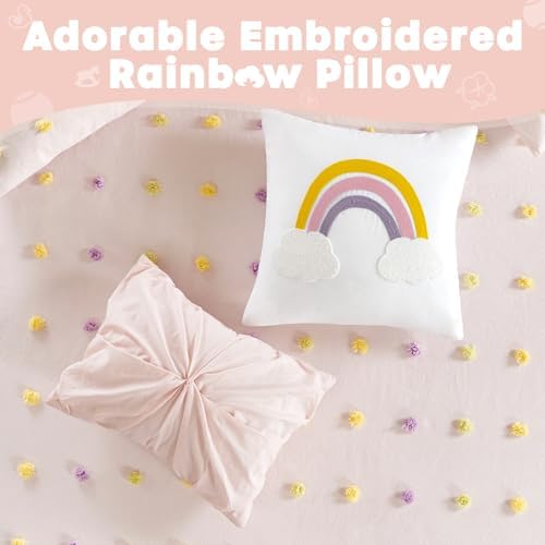 Twin Comforter Set with Pom Poms for Kids