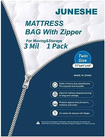 Twin Mattress Encasement with 3 Mil Zipper - Waterproof Reusable Moving Cover