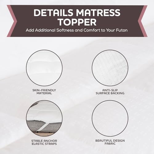 CirclesHome White Futon Mattress Topper - Full Size 54x75x3 1