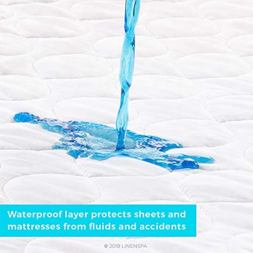 LINENSPA Waterproof Mattress Pad 44x52 Non-Slip Protector for Full Queen