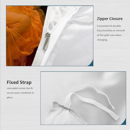 HOBBOY Orange 3pc Duvet Cover Set with Zipper Twin XL
