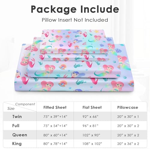 Pamnest Full Size Mermaid Bed Sheet Set