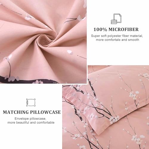 WONGS BEDDING Pink Floral Duvet Cover Set Twin