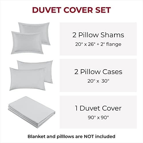 Mellanni Duvet Cover Set - Queen Size Light Gray 5 PC