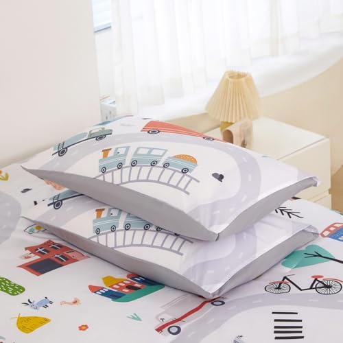 ZRNBAST Twin Comforter Set Cartoon Cars Kids Bedding