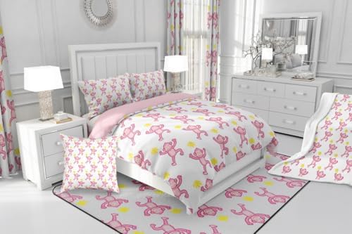 Feelyou Pink Monkey Bed Sheets Set for Kids