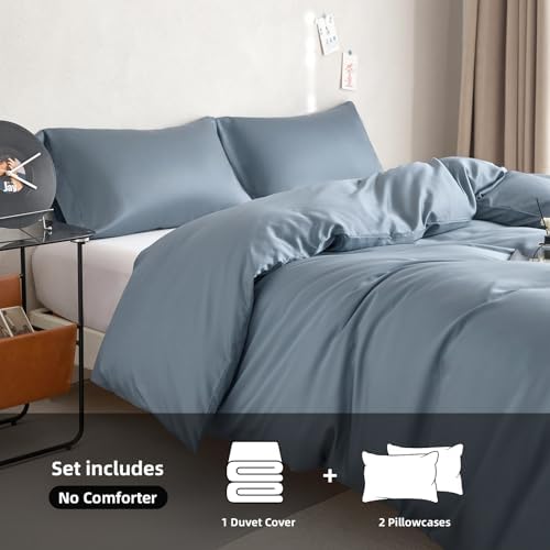 DCSKY Twin Size Tencel Duvet Cover Set 3-Piece