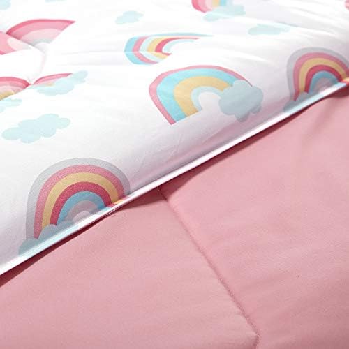 SLEEP ZONE Kids Comforter Set - Pink Rainbow