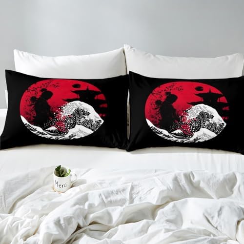 Feelyou Japanese Wave Duvet Cover Set Queen Size