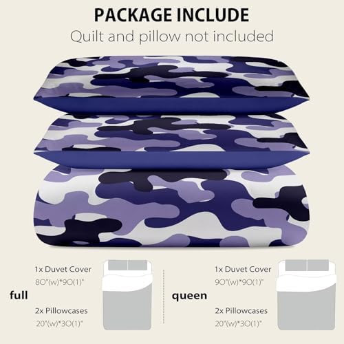 EXXBYELI Full Camo Duvet Cover Set 3 Piece