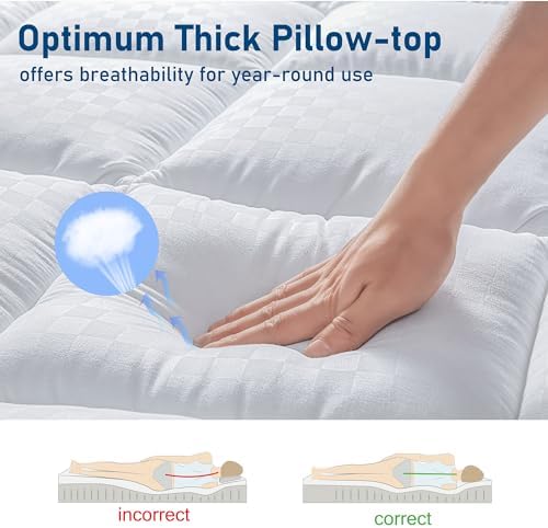 BedLuxury Twin XL Mattress Topper Cooling Plush Protector
