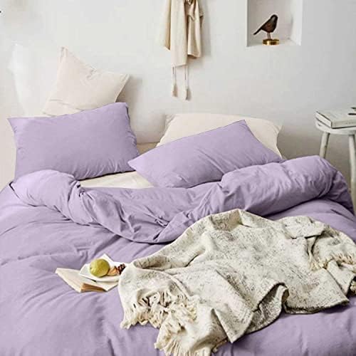 ETDIFFE Light Purple Duvet Cover Set Queen Size 3PC