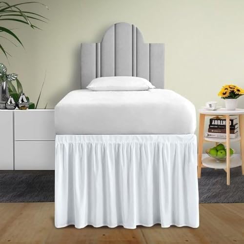 Ambition Home Twin XL Bed Skirt - 36 Drop White Microfiber