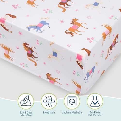 Wildkin Twin Sheet Set - Soft Microfiber with Horses Pattern