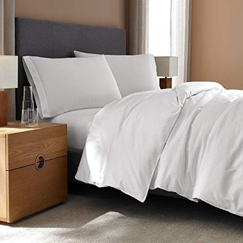 H by Frette Checkered Sateen Bed Bundle Twin - All-White Luxury Set