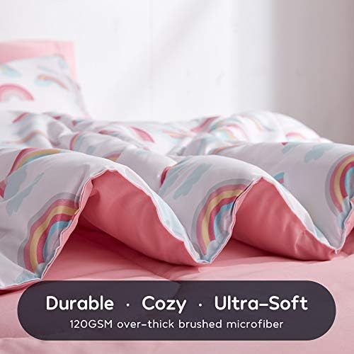 SLEEP ZONE Kids Comforter Set - Pink Rainbow