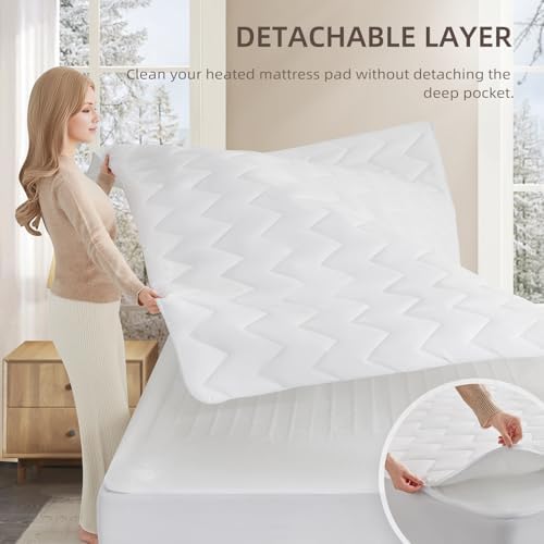 Bwarm Queen Size Multi-Zone Heated Mattress Pad