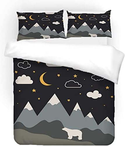 LTAETHC Duvet Cover Queen Size with 3D Mountain Bear Design