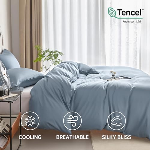 DCSKY Twin Size Tencel Duvet Cover Set 3-Piece