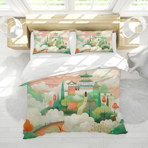 HOBBOY Anime Landscape Duvet Cover Set 3 Pieces Twin XL