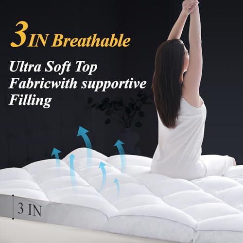DOWNCOOL 3 Inch King Mattress Topper for Deep Sleep