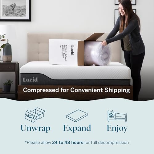 Lucid 3 Inch Lavender Memory Foam Mattress Topper - Full Size