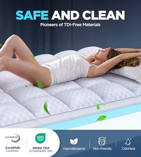 Biteany Dual Layer Mattress Topper for Pain Relief and Support