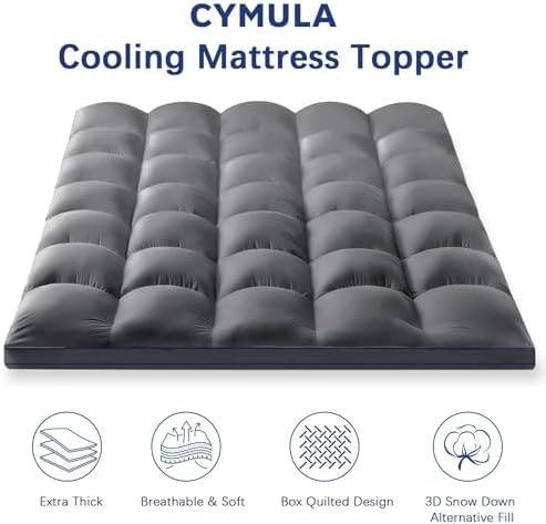 CYMULA Queen Mattress Topper with Cooling Plush Fill