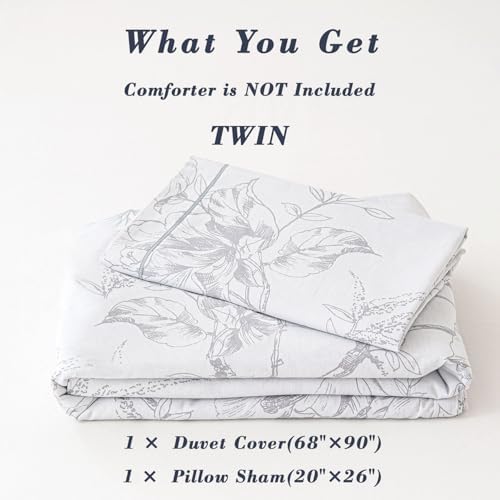 ALEISSEL 2pcs Cotton Duvet Cover Set with Floral Pattern