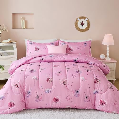 WONGS BEDDING Pink Dandelion Twin Bedding Set 6 Pieces 1