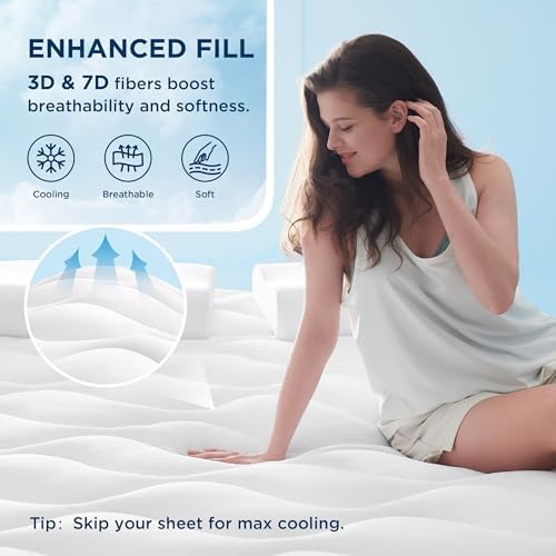 Bedsure Twin XL Waterproof Mattress Protector - Soft Fluffy Pad with Cooling Topper