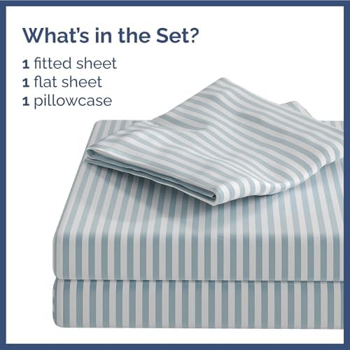CGK Unlimited Kids Green Pinstripes Twin 3-Piece Sheet Set