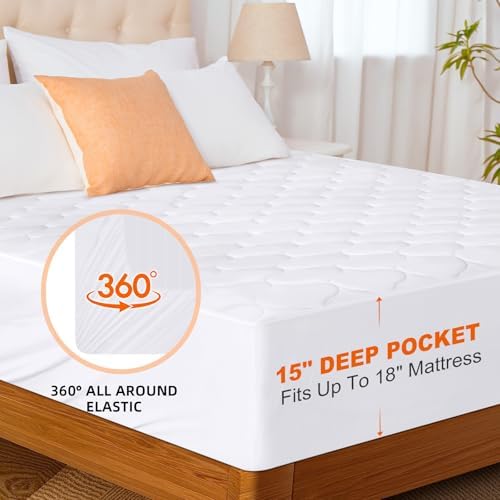 JinJeeo Heated Mattress Pad Queen Electric Bed Warmer with Dual Controller