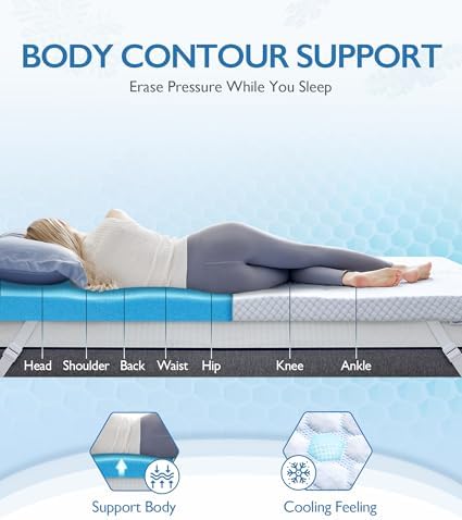 SINWEEK 3 Inch Cooling Mattress Topper Twin XL
