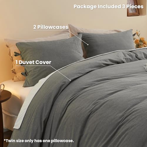 BISELINA King Duvet Cover Set 3pcs with Bowknot Ties