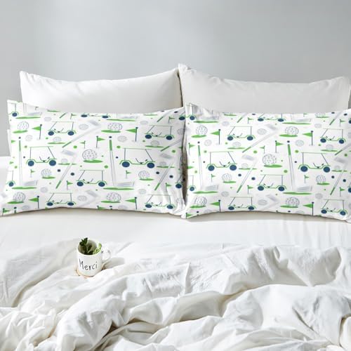 Feelyou Kids Golf Sheet Set 4Pcs Full Size Green White