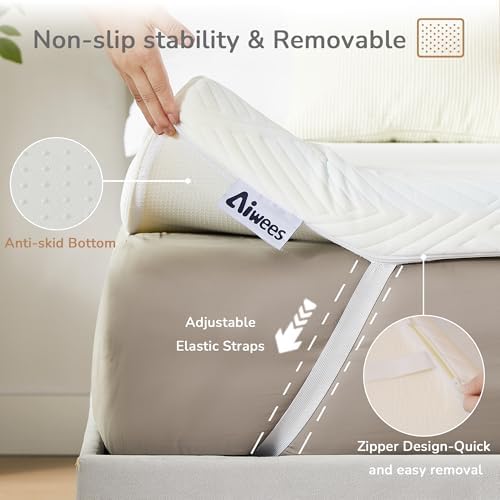 Aiwees 3 Inch Twin XL Mattress Topper with Cooling Memory Foam