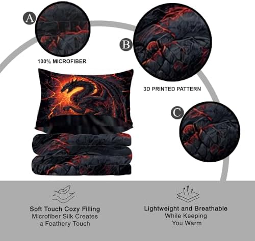 PREAUREUM Dragon Duvet Cover Set Twin Size 1