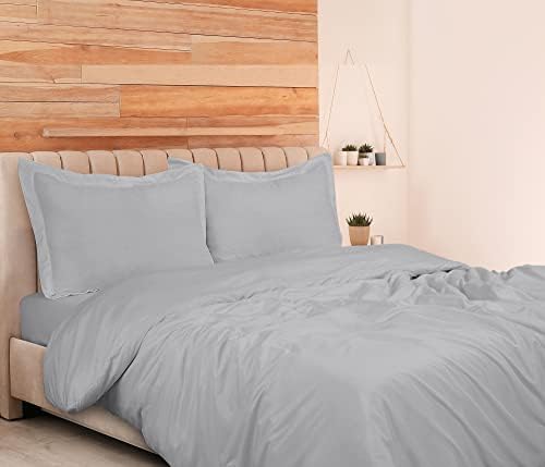 ROYALE Silver Duvet Cover Queen 3 Piece Set 1