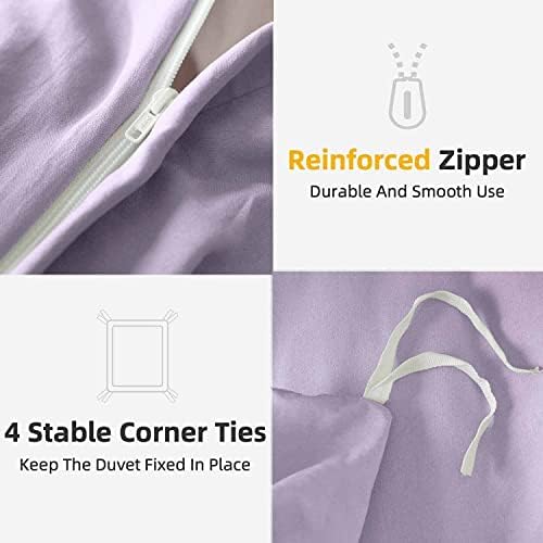 ETDIFFE Light Purple Duvet Cover Set Queen Size 3PC
