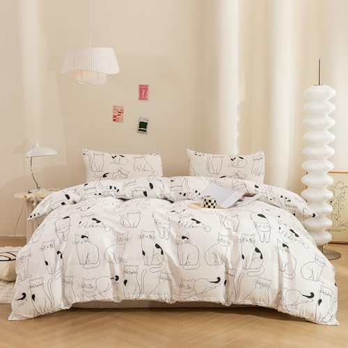 ECOCOTT Duvet Cover Set 3 Pcs Cartoon Cats Print