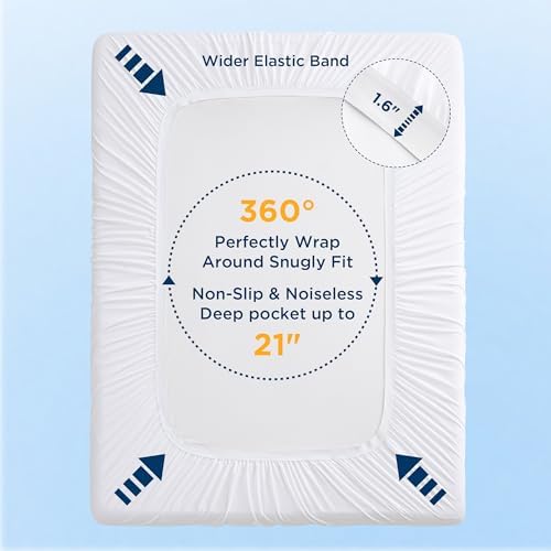 Bedsure Twin XL Waterproof Mattress Protector - Soft Fluffy Pad with Cooling Topper
