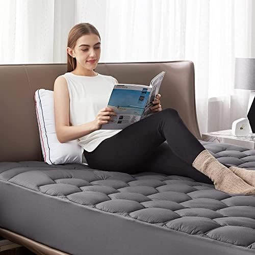Bedsure Grey Twin Mattress Pad Cover - Quilted 39x75 Inches