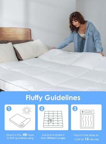 QUEEN ROSE Mattress Topper Queen with Cooling Cloud-Like Down Alternative Filling