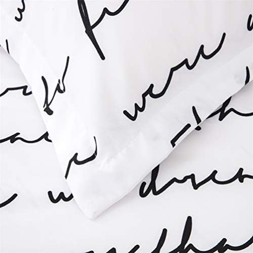 Homebed Full Queen Duvet Cover Set White Black 3 Piece Reversible Love Letters